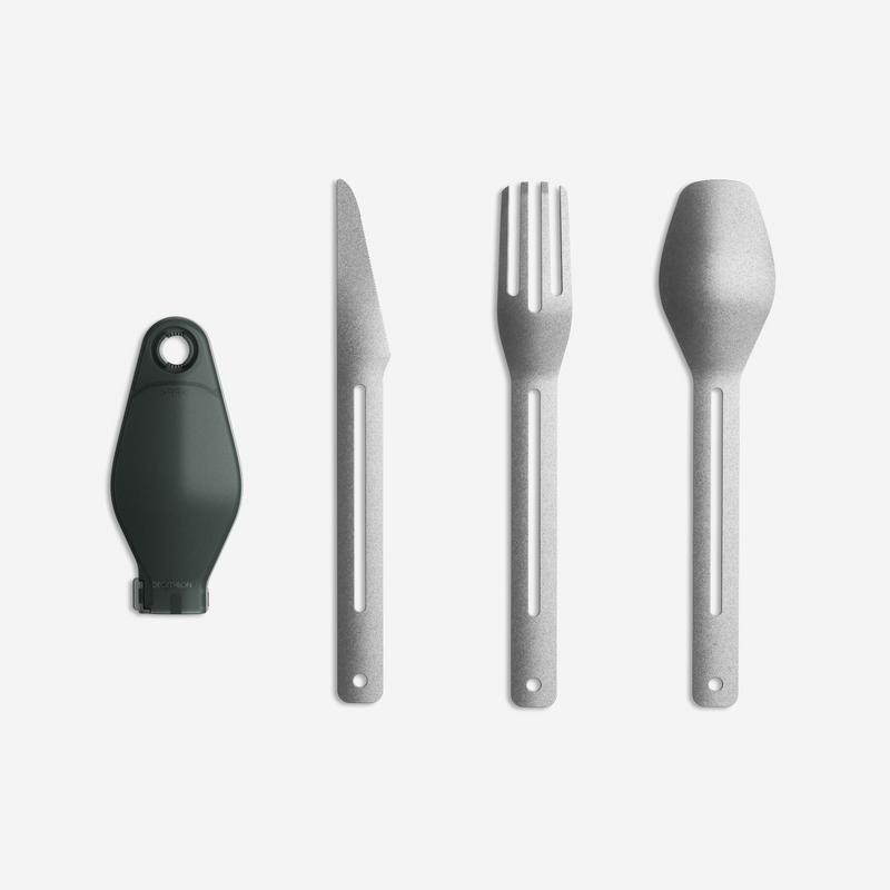 Set De Couverts Camping Métal - Couteau, Cuillère, Fourchette - Pliable