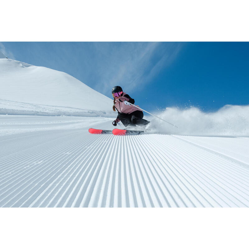 Veste de ski chaude et imperméable femme, 500 rose et noir