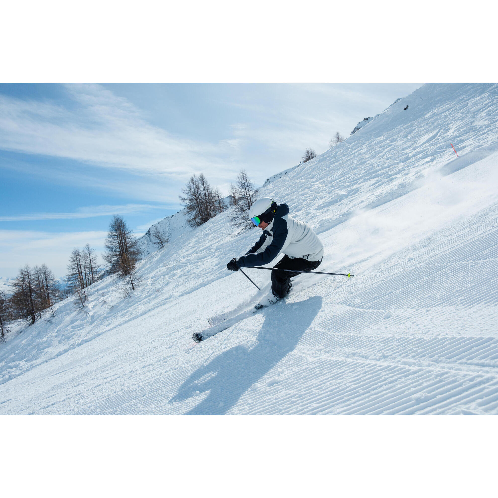 Veste de ski chaude et imperméable homme, 500 gris et bleu marine