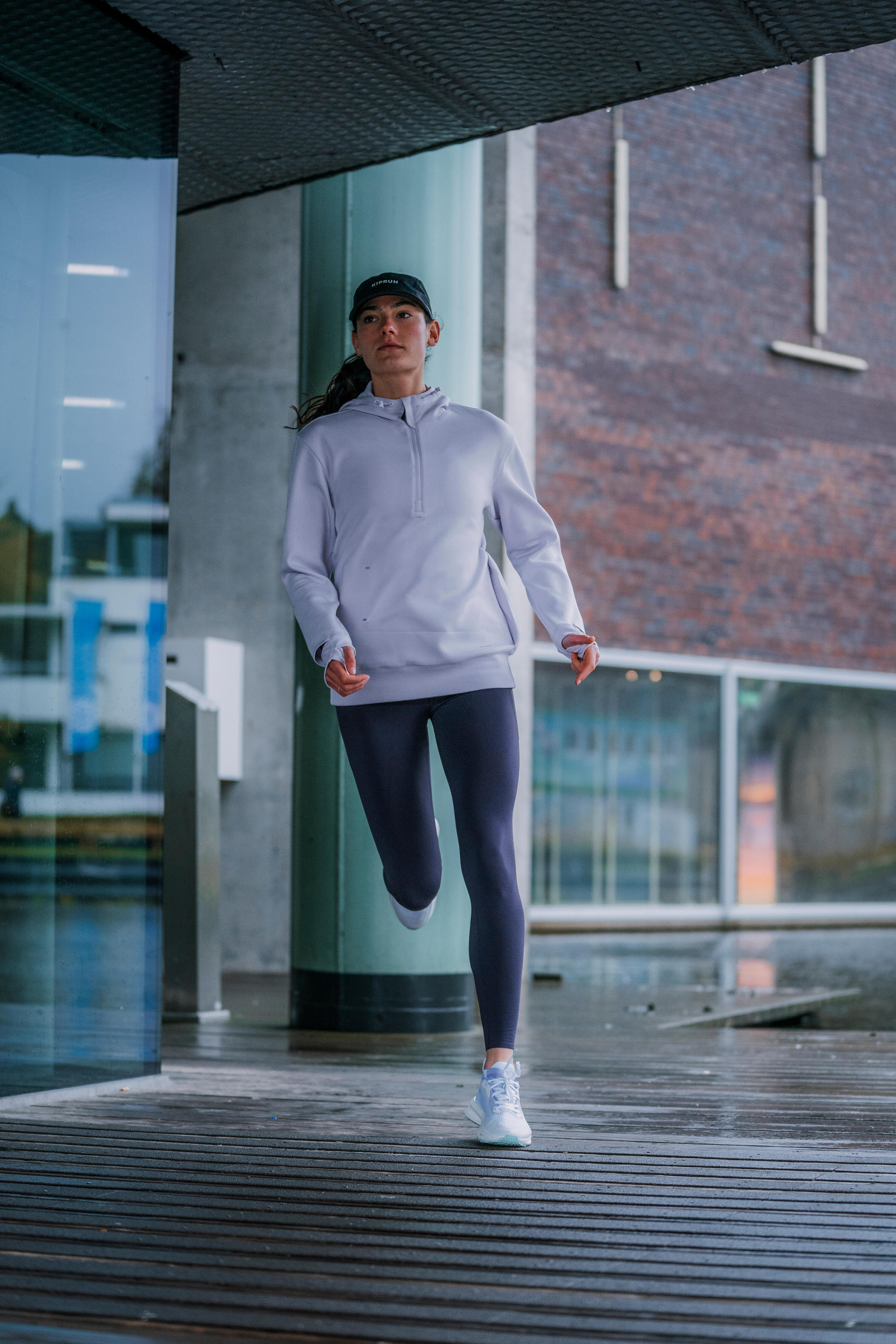 Legging chaud de running Femme, KIPRUN Run 500 Warm Aubergine 9/9
