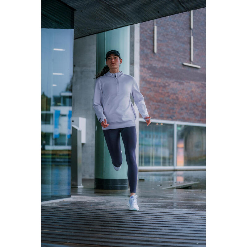Legging chaud de running Femme, KIPRUN Run 500 Warm Aubergine