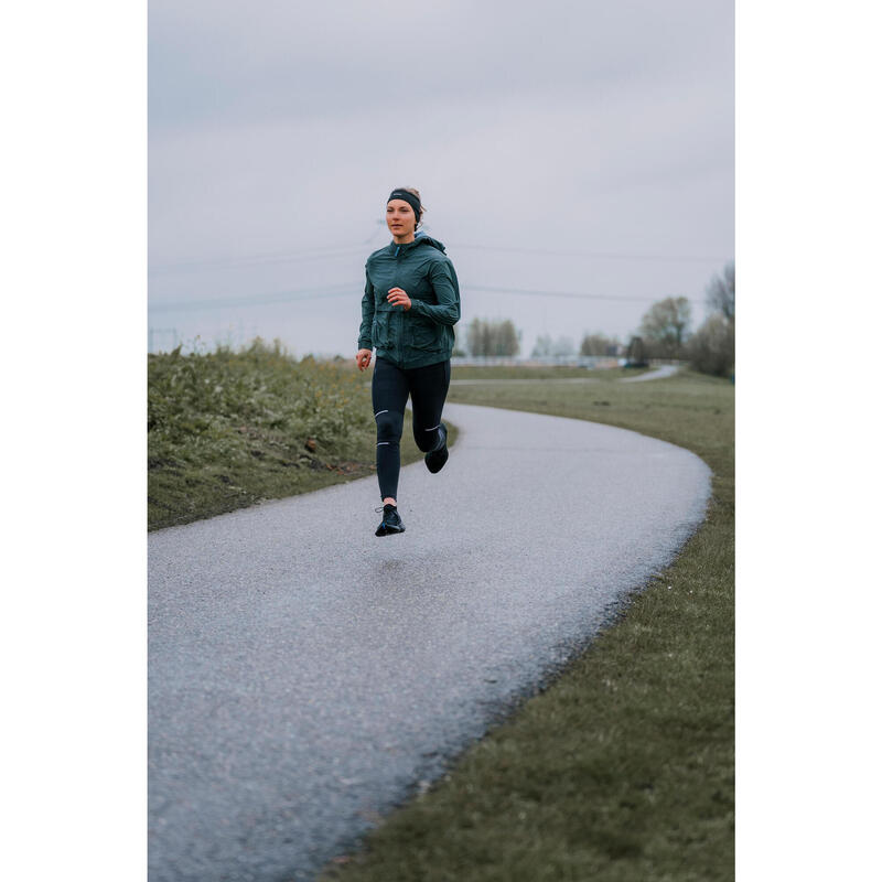 Geacă anti-vânt alergare KIPRUN Run 500 Wind Verde Damă