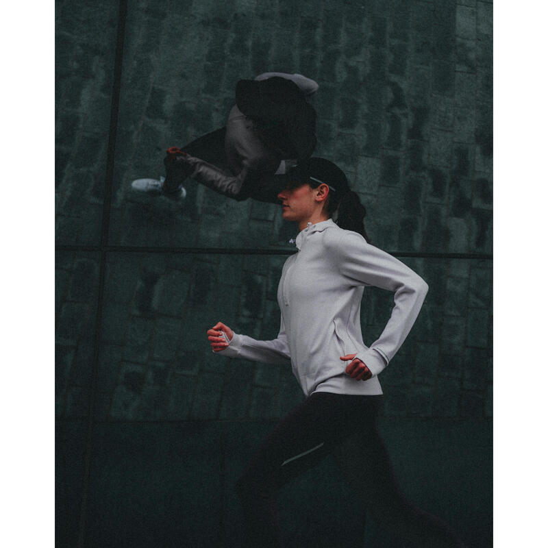Legging chaud de running Femme, KIPRUN Run 500 Warm Aubergine