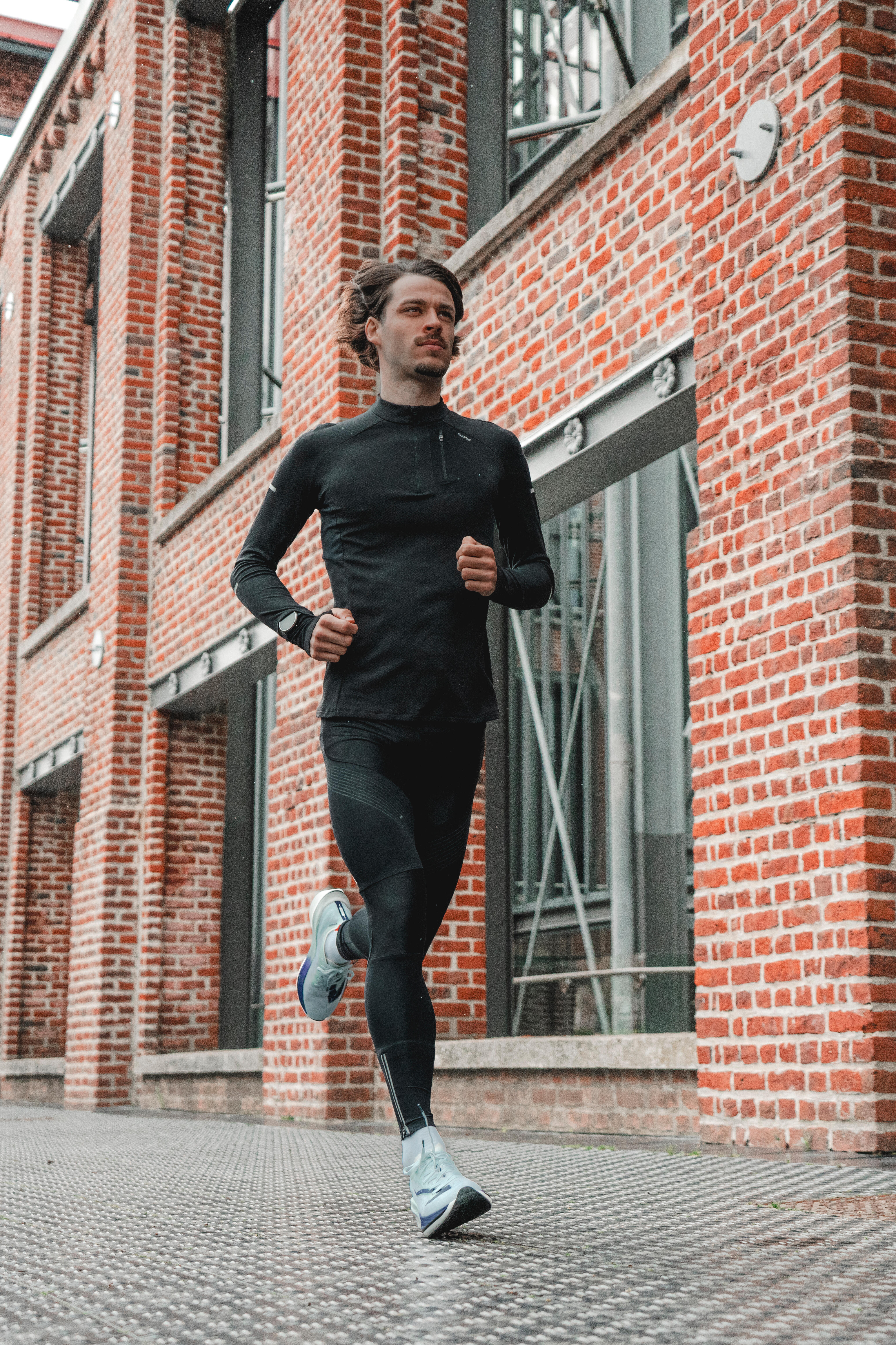トップス kiranik06 Men's KIPRUN Run 900 Long-sleeved Zip Warm Running T-Shirt - Black