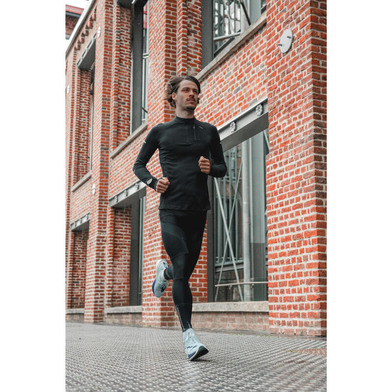 Erkek Uzun Kollu Tişört - Koşu - Siyah - Kiprun Run 900 Warm