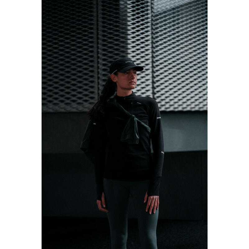 Casquette de running pluie adulte - kiprun déperlante 5 panel noir