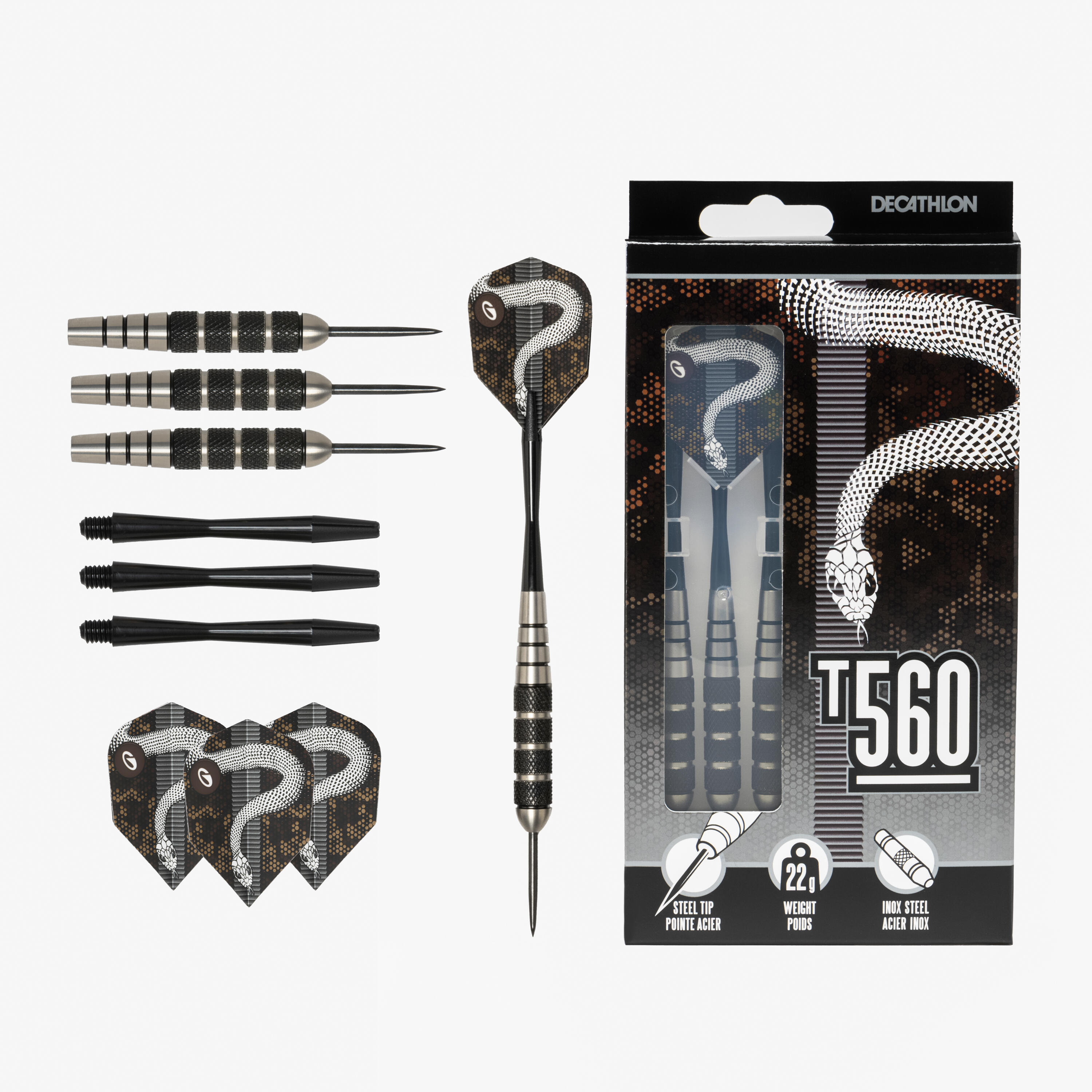 3 dartpijlen stalen punt T560 6/10