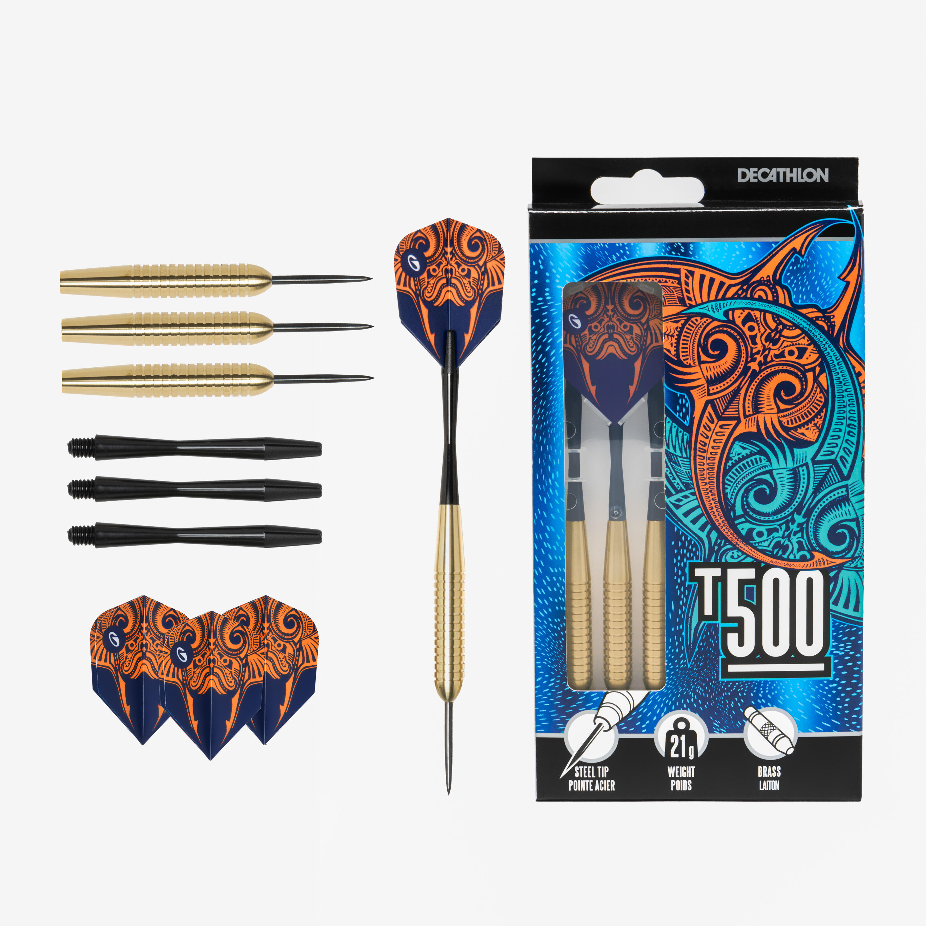 T500 Steel-Tipped Darts Tri-Pack 6/10