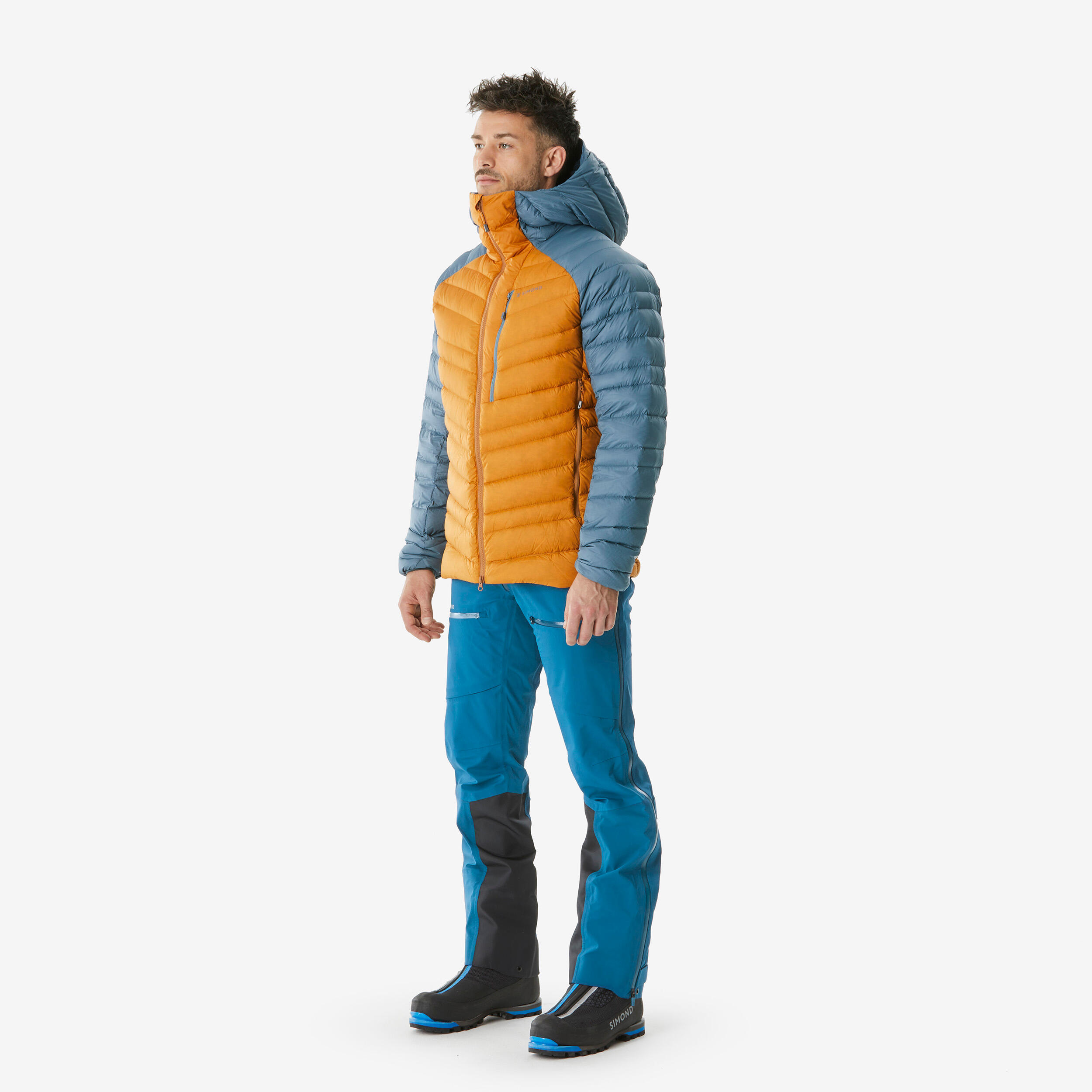 Men’s mountaineering down jacket Ochre - Grey