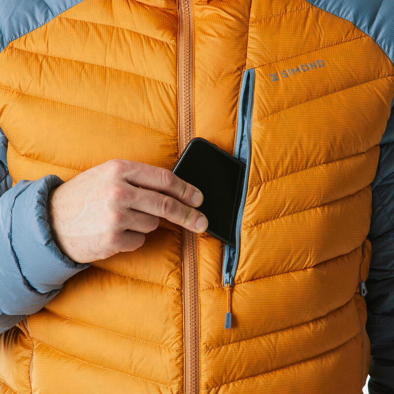 Chaqueta acolchada plumas Alpinism Hombre Ocre - Gris