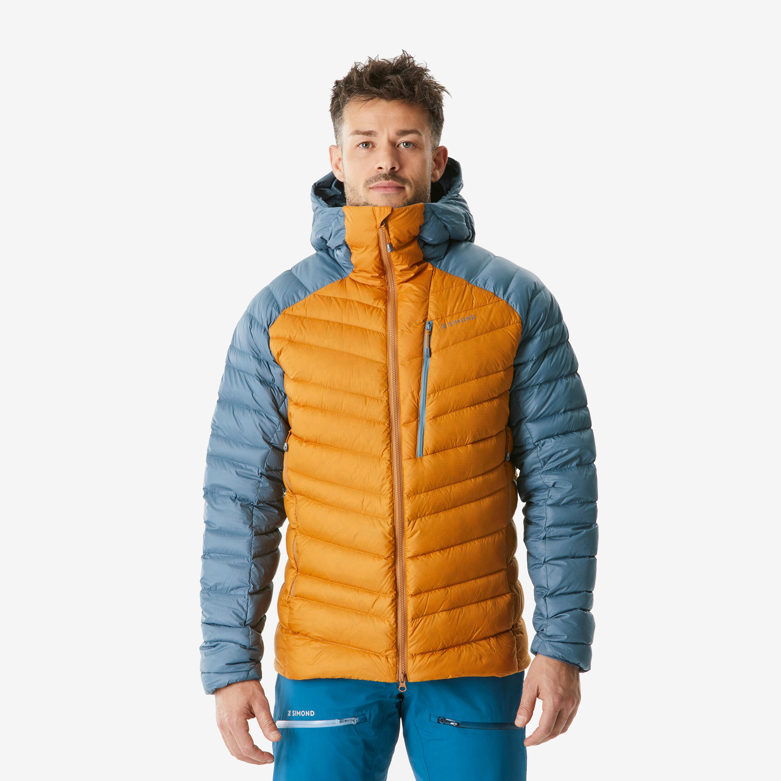 Casaco de penas alpinismo homem ocre - cinzento