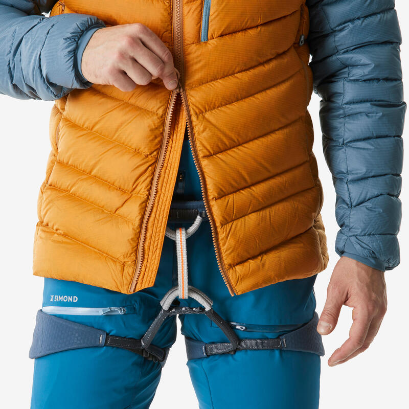 Chaqueta acolchada plumas Alpinism Hombre Ocre - Gris