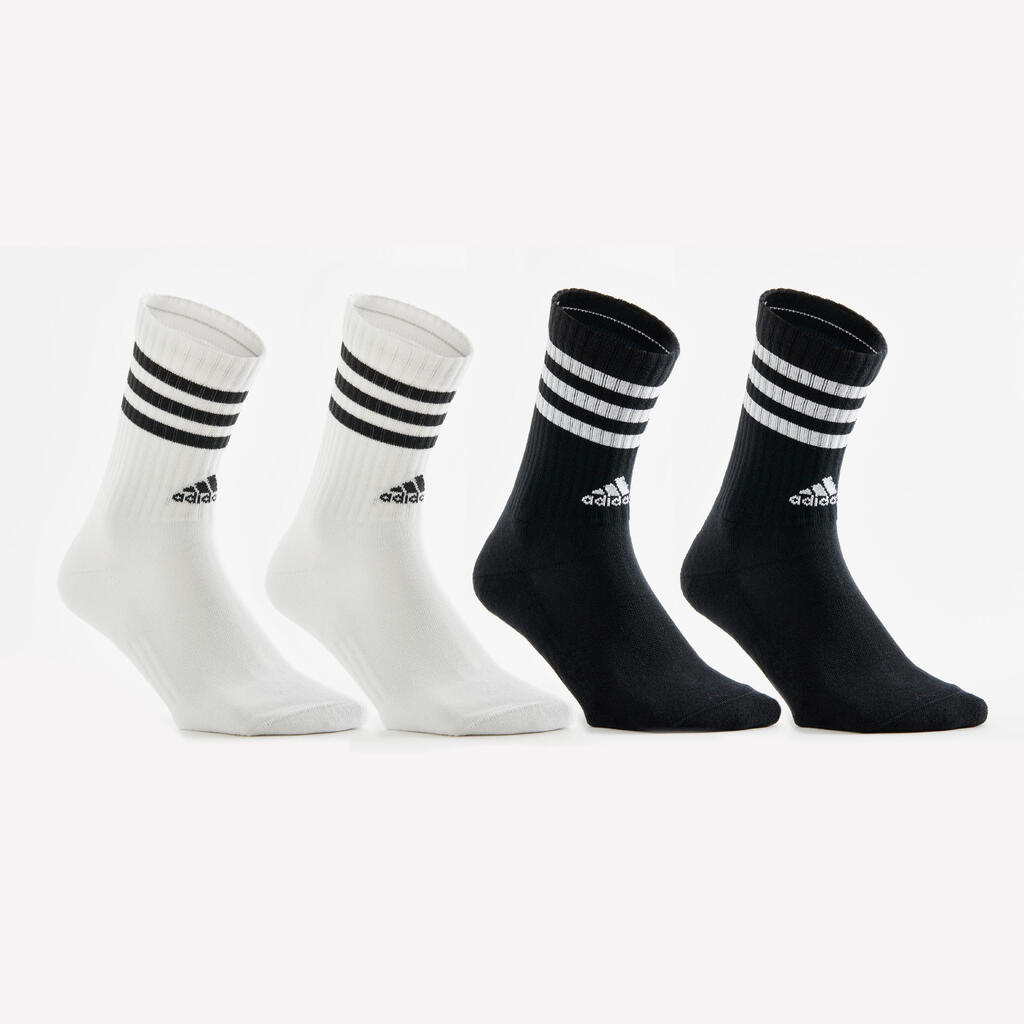 High Sports Socks 4-Pack - Black/White Stripes