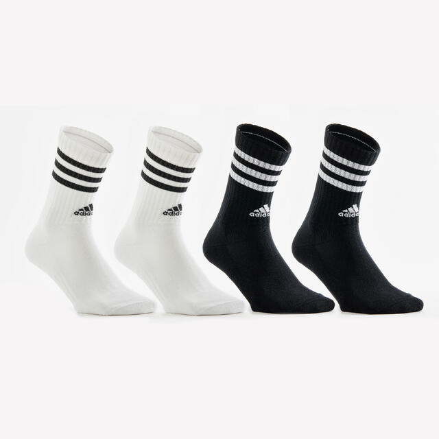 ADIDAS Tennissocken Streifen schwarz/weiß 4-er Pack 