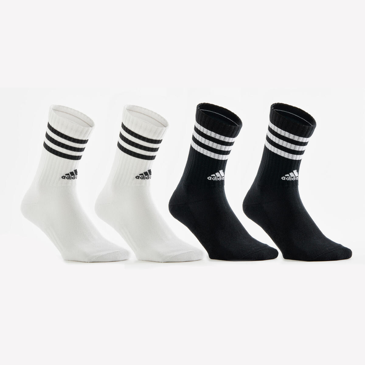 CHAUSSETTES DE SPORT HAUTES ADIDAS STRIPES NOIR BLANC LOT DE 4