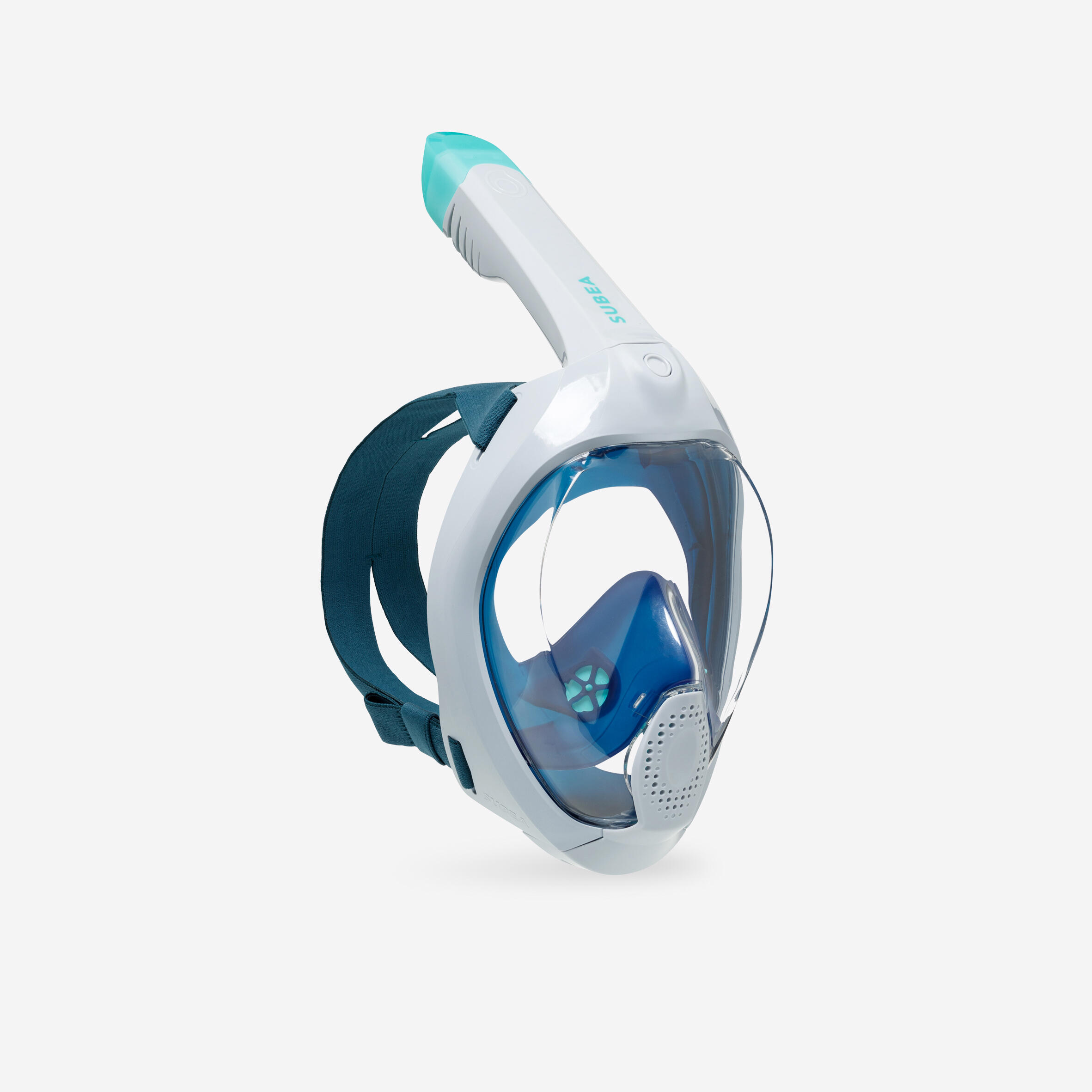 Mască Snorkeling pentru suprafață Easybreath + cu valvă acustică >10ani-Albastru