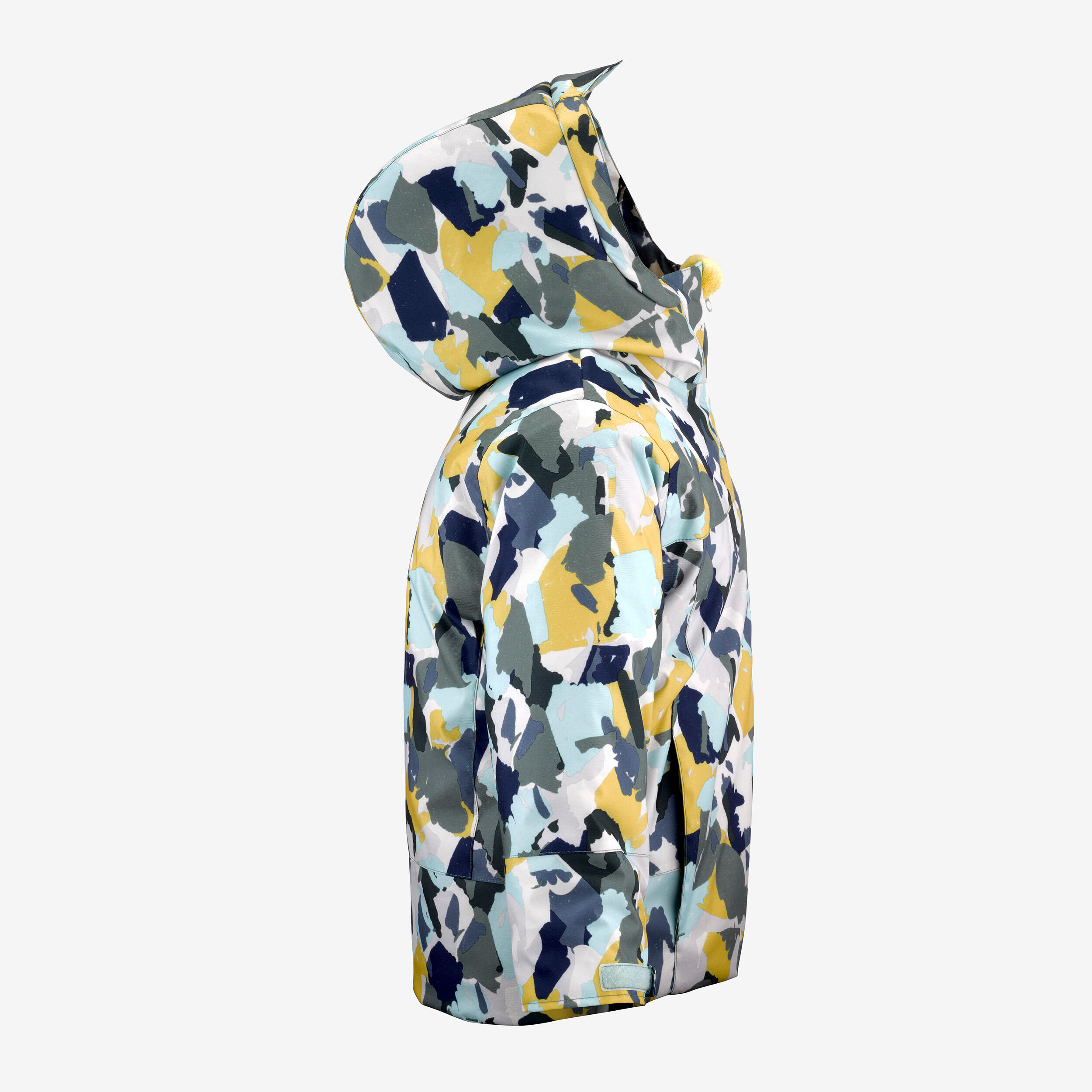 Warme en waterdichte ski-jas voor kinderen 500 met camouflageprint 6/9