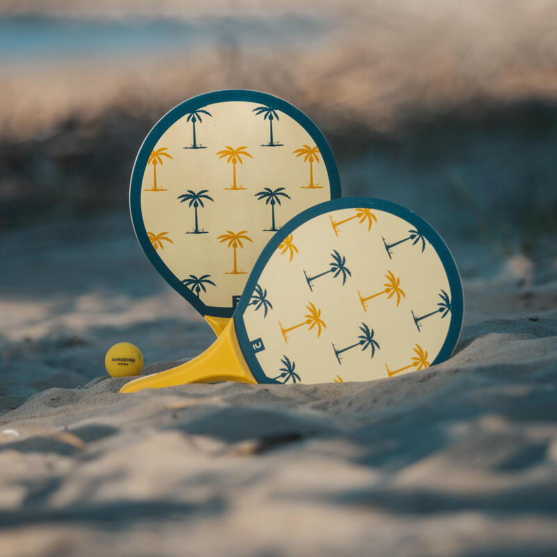Dřevěné pálky na plážový tenis žluté