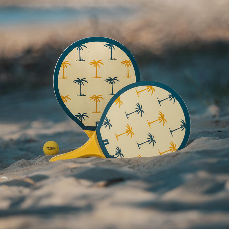 Set palas de tenis playa WOODY RACKET YELLOW