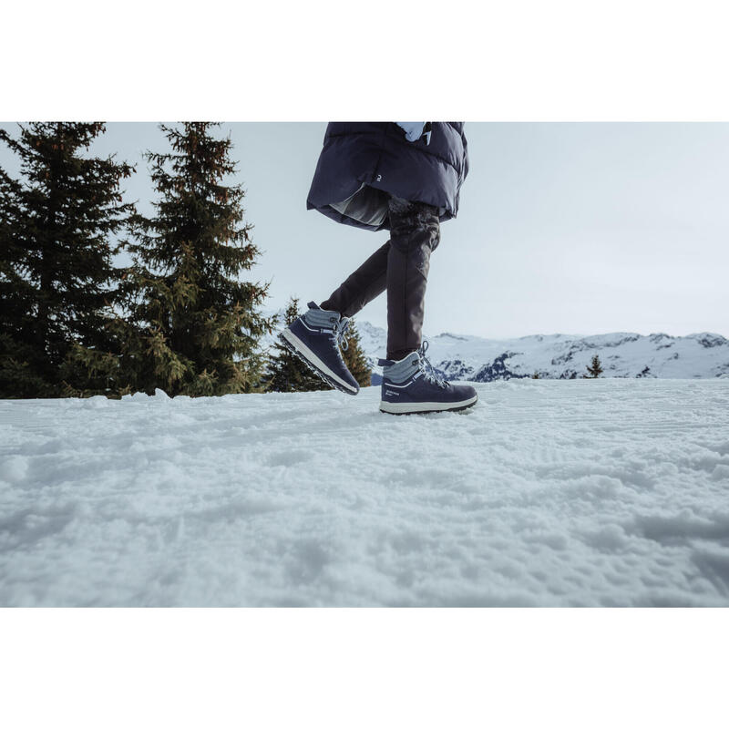 Warme waterdichte wandelschoenen voor kinderen SH500 leer veters maat 35-38