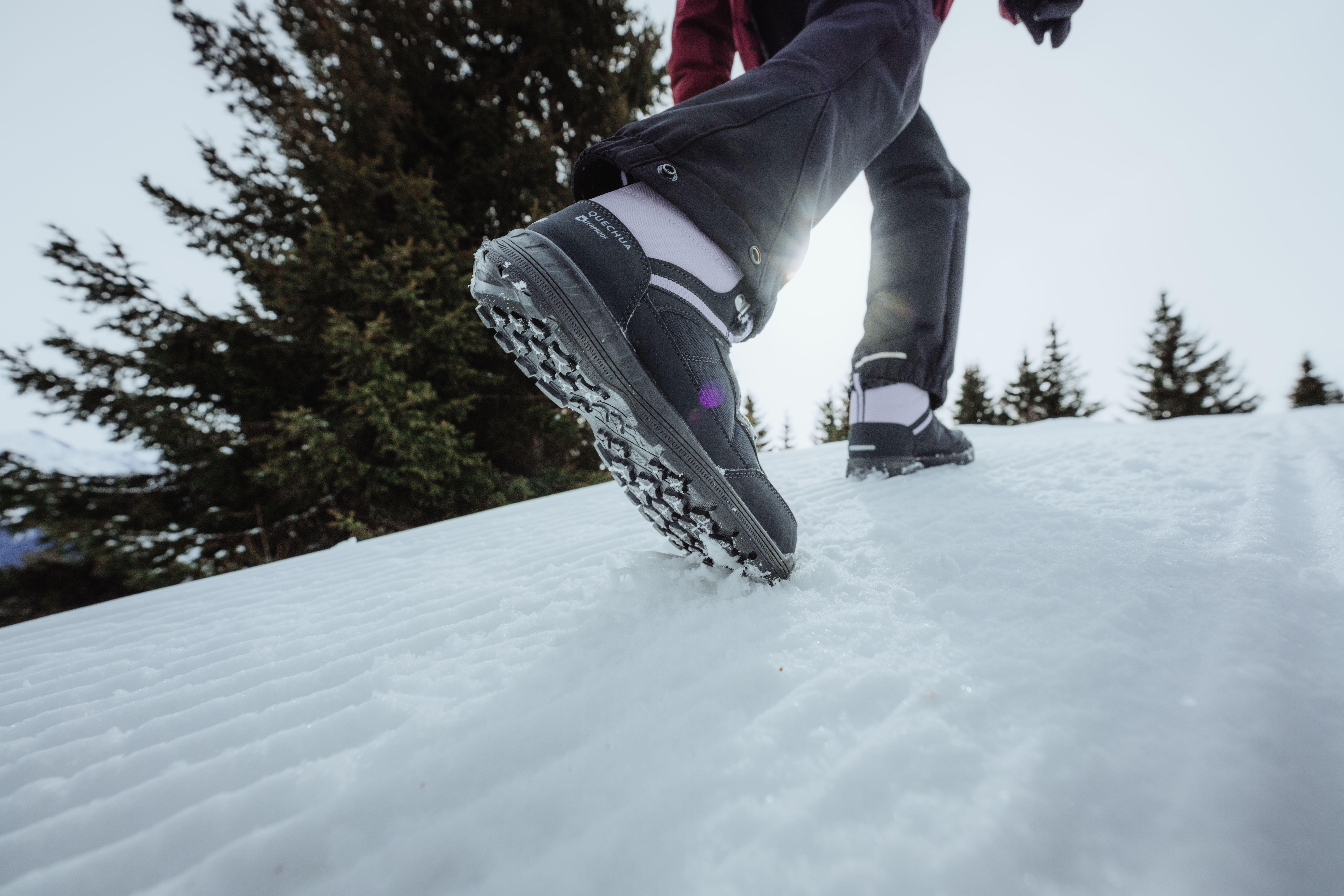 Kids’ Lace-Up Waterproof Winter Boots – SH 100 Sizes 3.5-6 - QUECHUA