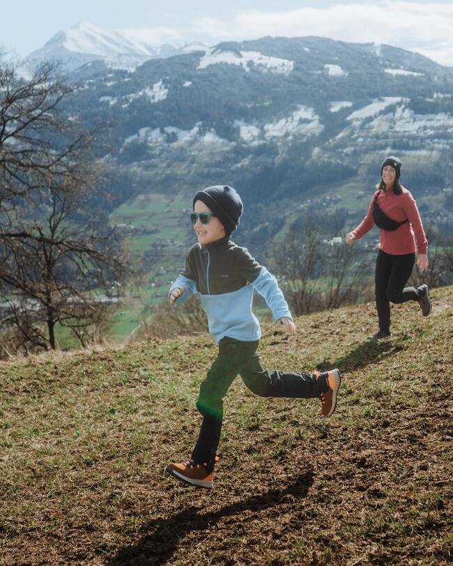 Winterschuhe Kinder halbhoch warm Leder Klettverschluss Winterwandern SH500 