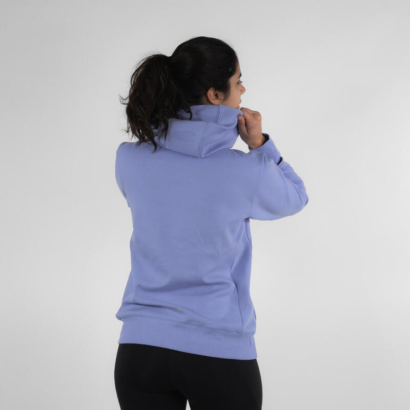 Sudadera con capucha de running Mujer - KIPRUN Run 500 Warm Violeta hortensia 