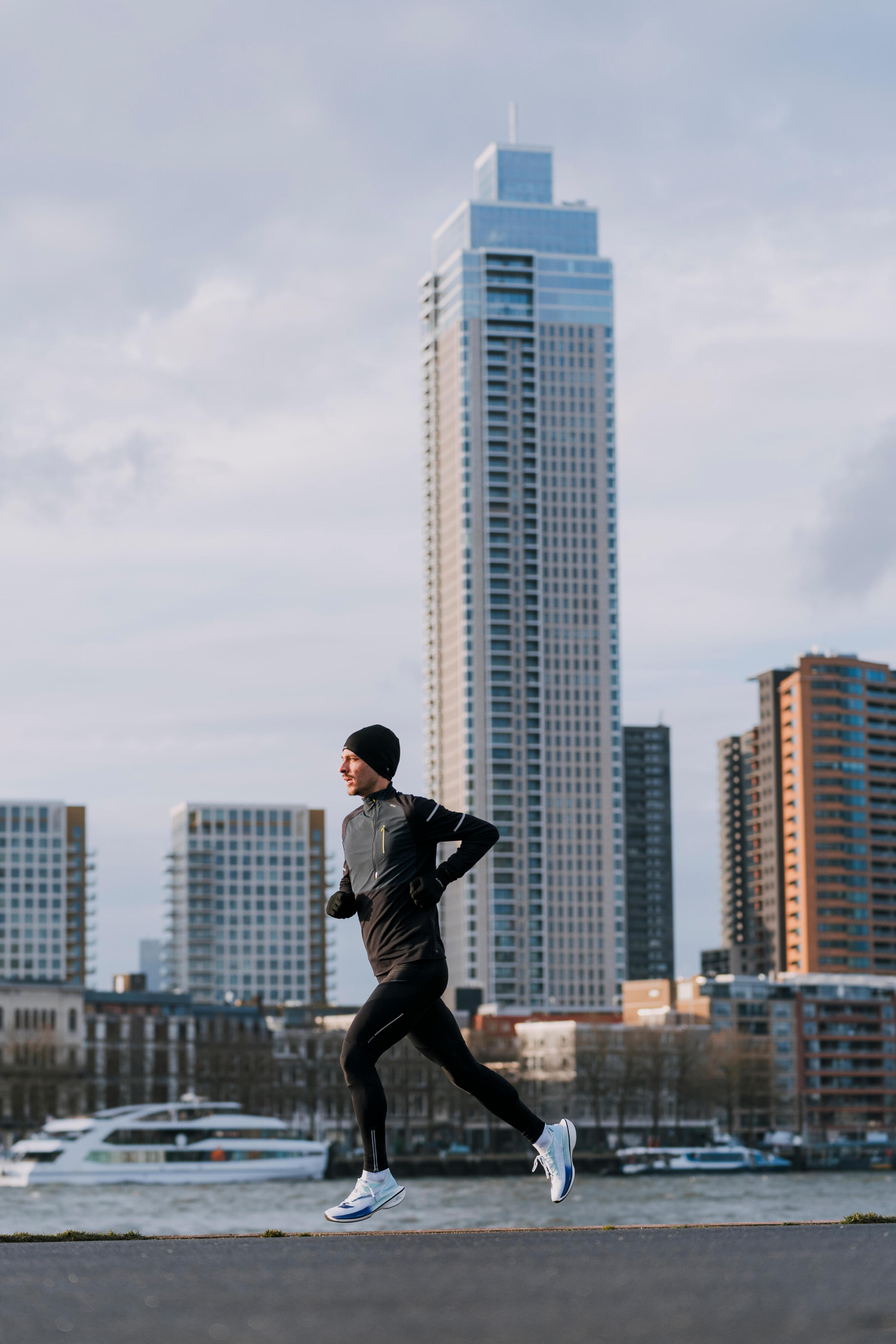 Veste manches longues de course homme, Run 900 Warm 1/2 zip 7/10