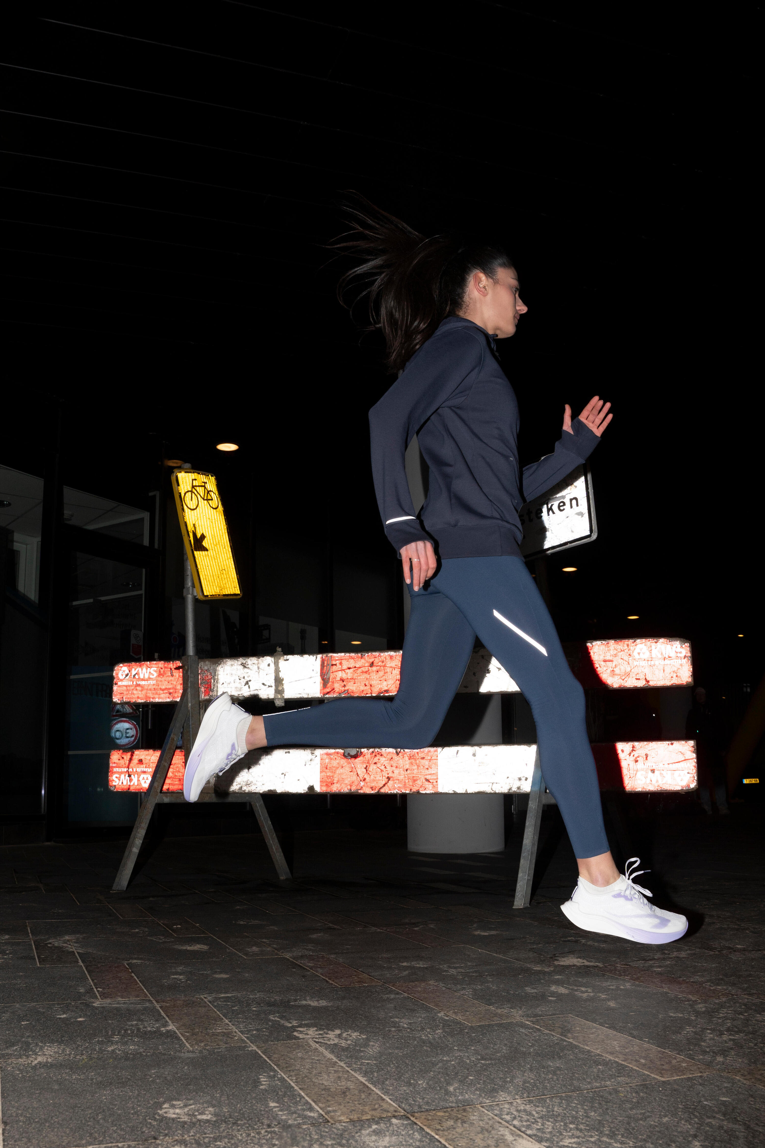 Women's warm running leggings - KIPRUN RUN 500 Warm - Abyss blue 9/10