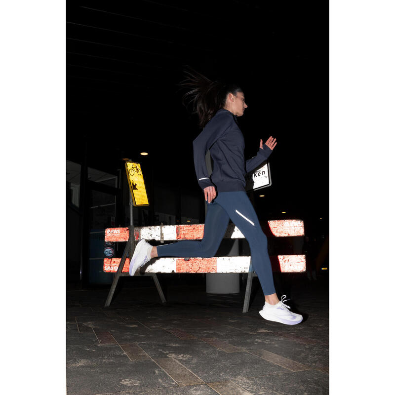Kadın Kapüşonlu Sweatshirt - Koşu - Koyu Mavi - KIPRUN Run 500 Warm