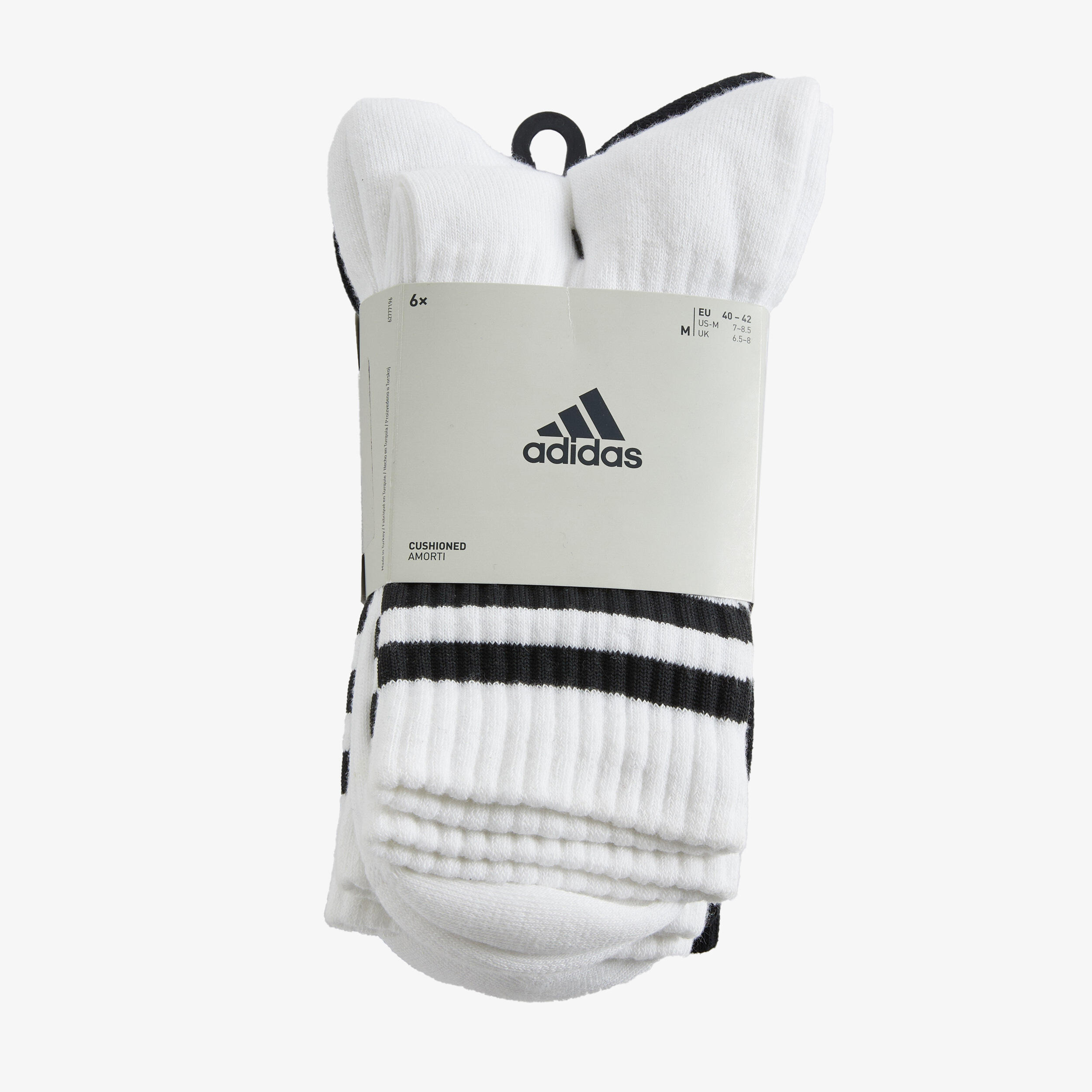 CHAUSSETTES DE SPORT HAUTES ADIDAS STRIPES NOIR BLANC LOT DE 4 2/7