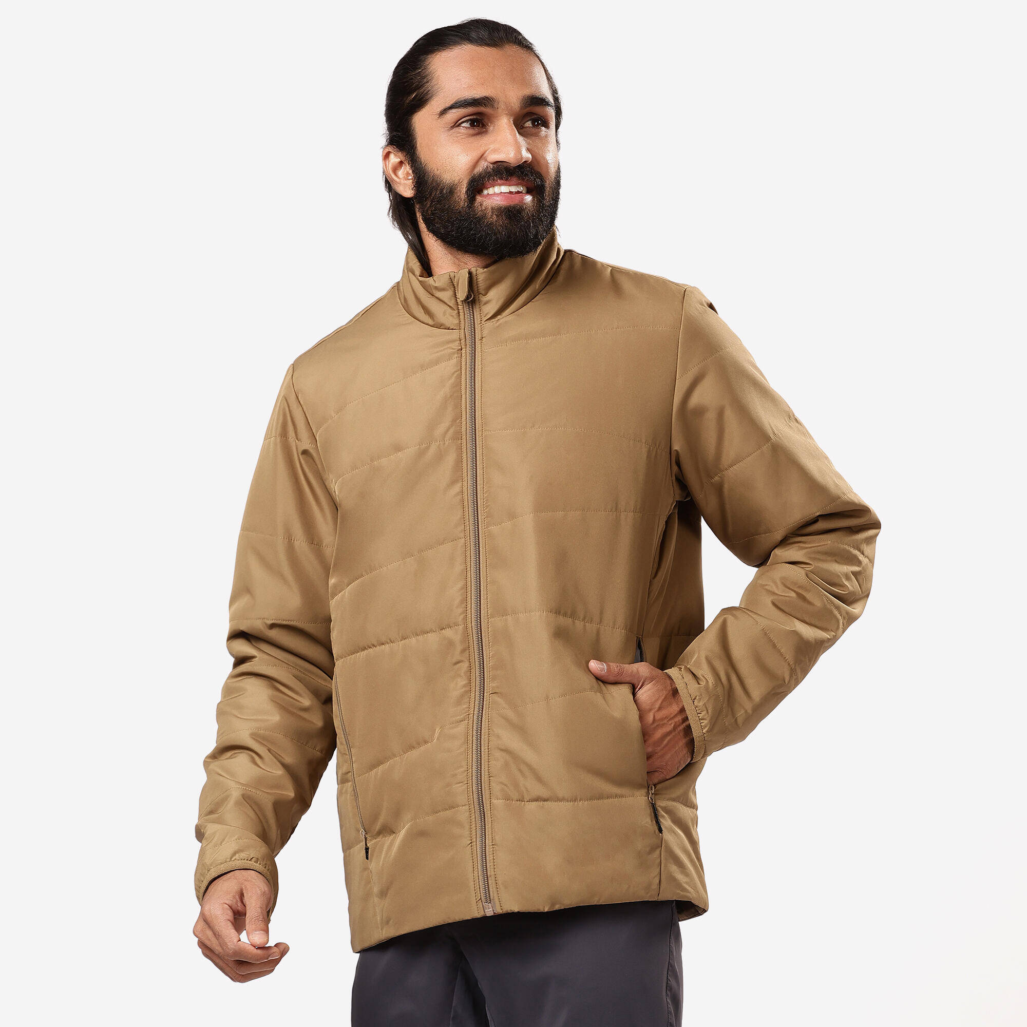 Men Puffer Jacket for Trekking - MT50 Brown -  1