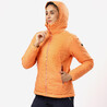 Women Warm Puffer Jacket with hood for mountain trekking- MT100  -5°C - Orange