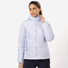 Women Warm Puffer Jacket with hood for mountain trekking- MT100  -5°C - Purple