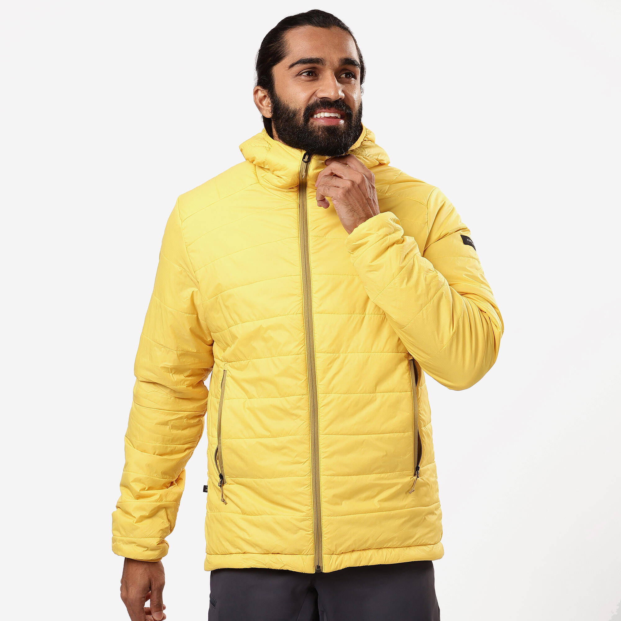 Men Packable Puffer Jacket for Trekking - MT100 -5°C Yellow -  1