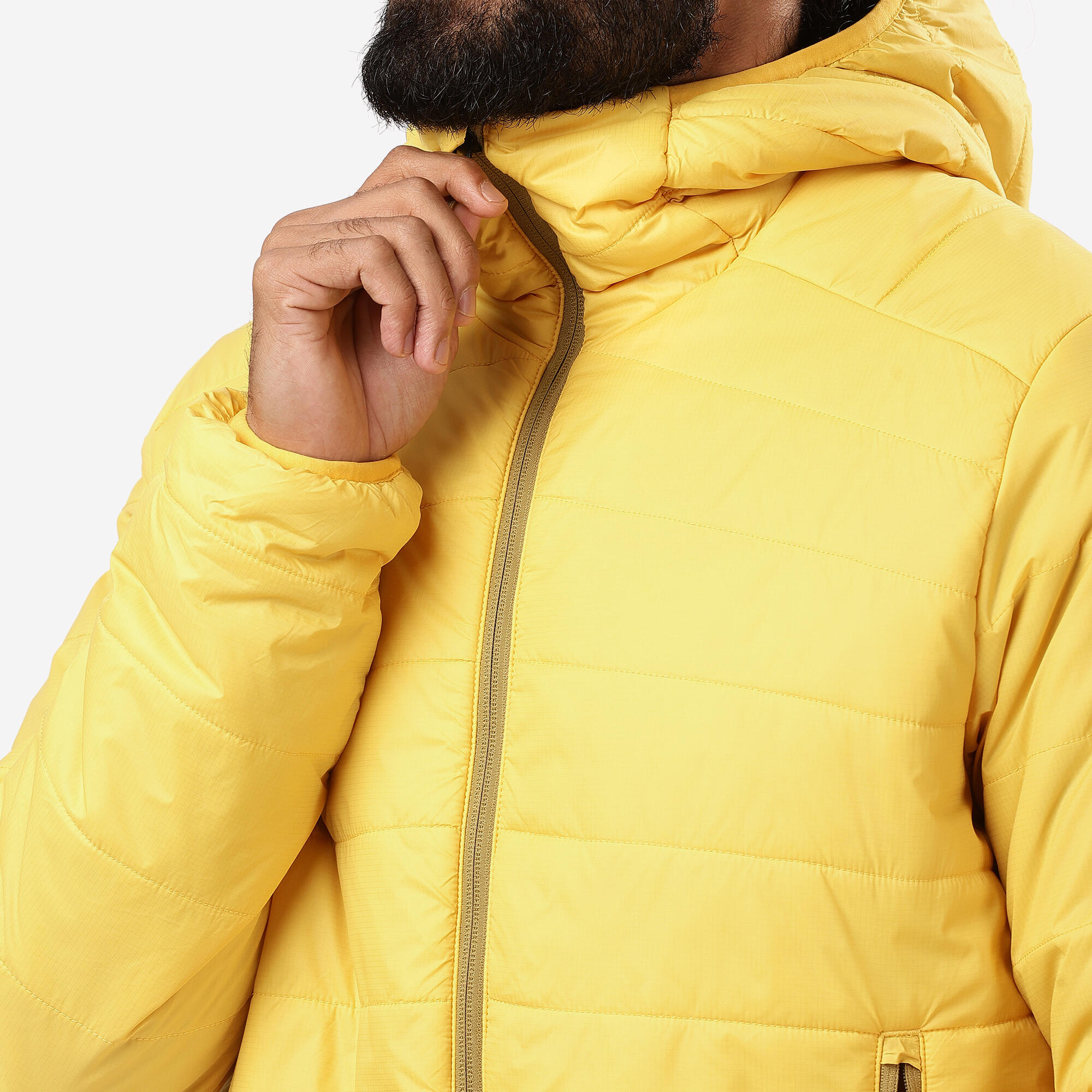 Men Packable Puffer Jacket for Trekking - MT100 -5°C Yellow