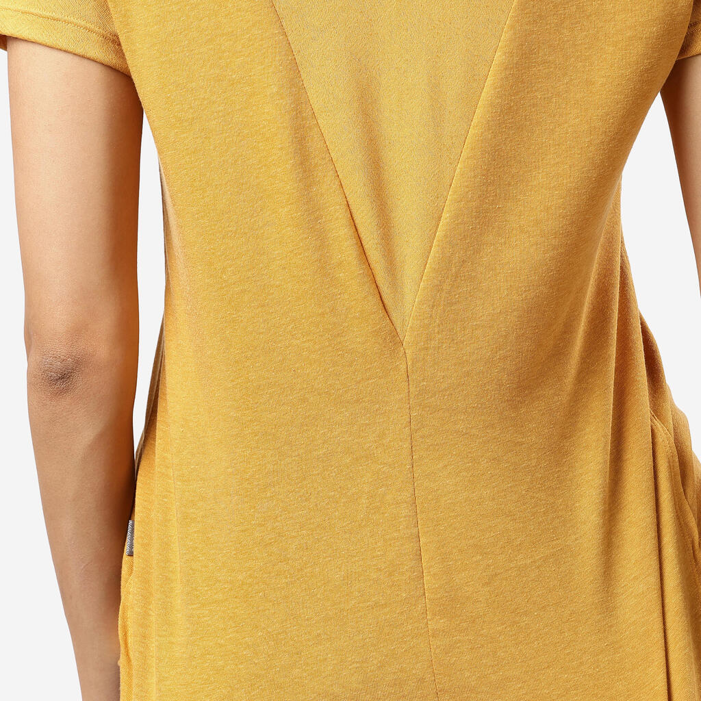 Women’s Hiking T-Shirt, NH500 - Yellow Ochre