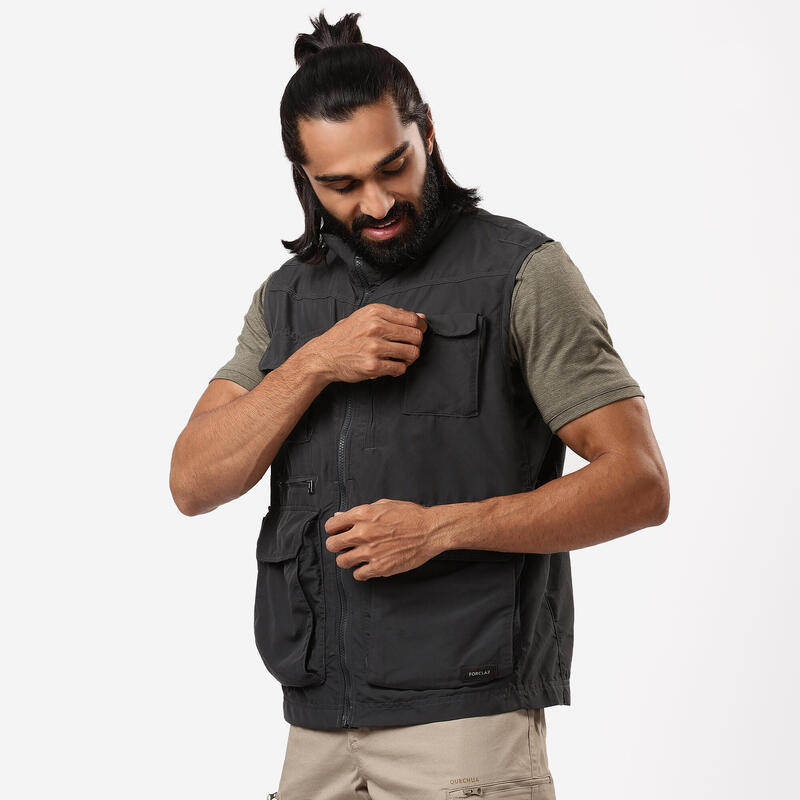 Erkek Outdoor Yelek - Gri - Travel 100