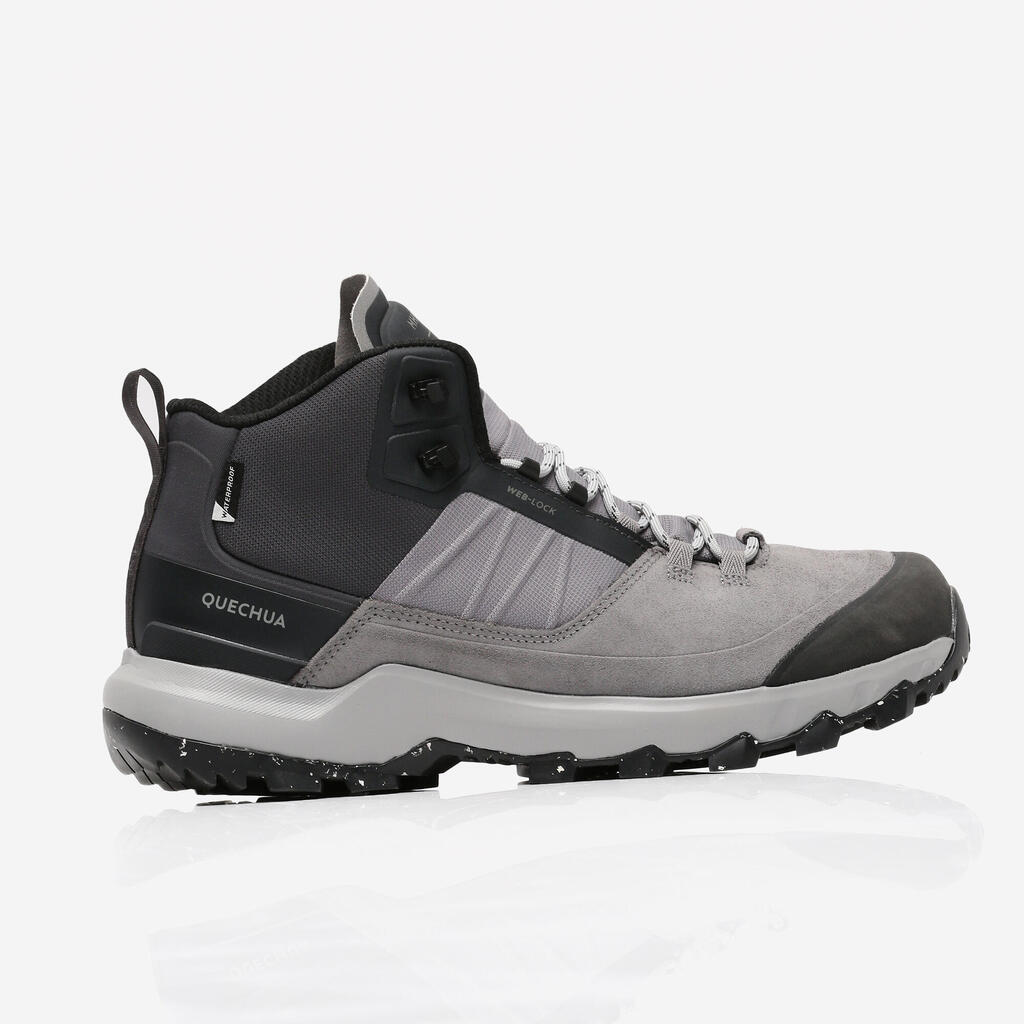 Men's Waterproof Walking Shoes MH500 Grey