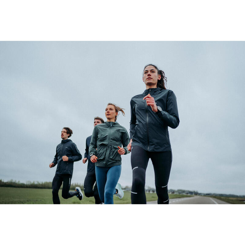 Geacă anti-vânt alergare KIPRUN Run 500 Wind Verde Damă