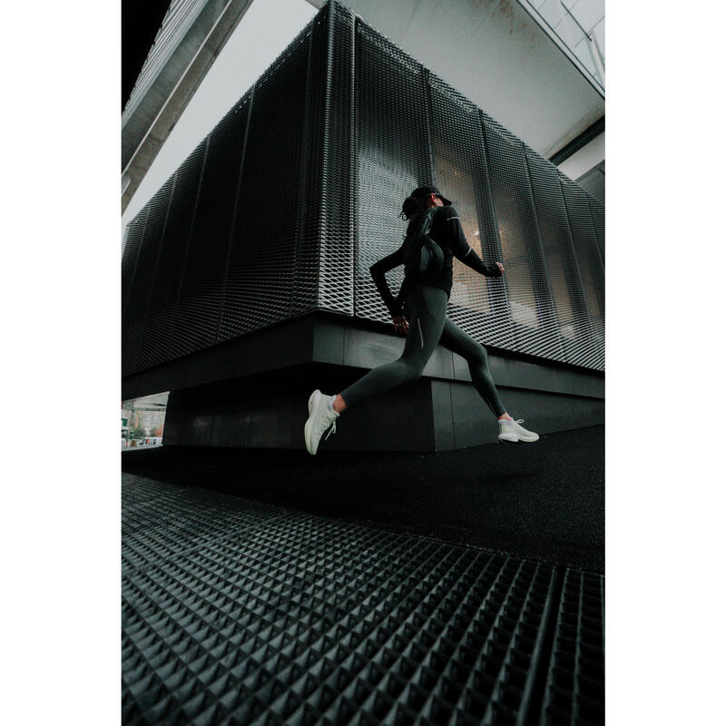 Bluză fermoar scurt alergare KIPRUN Run 500 Warm Negru Damă