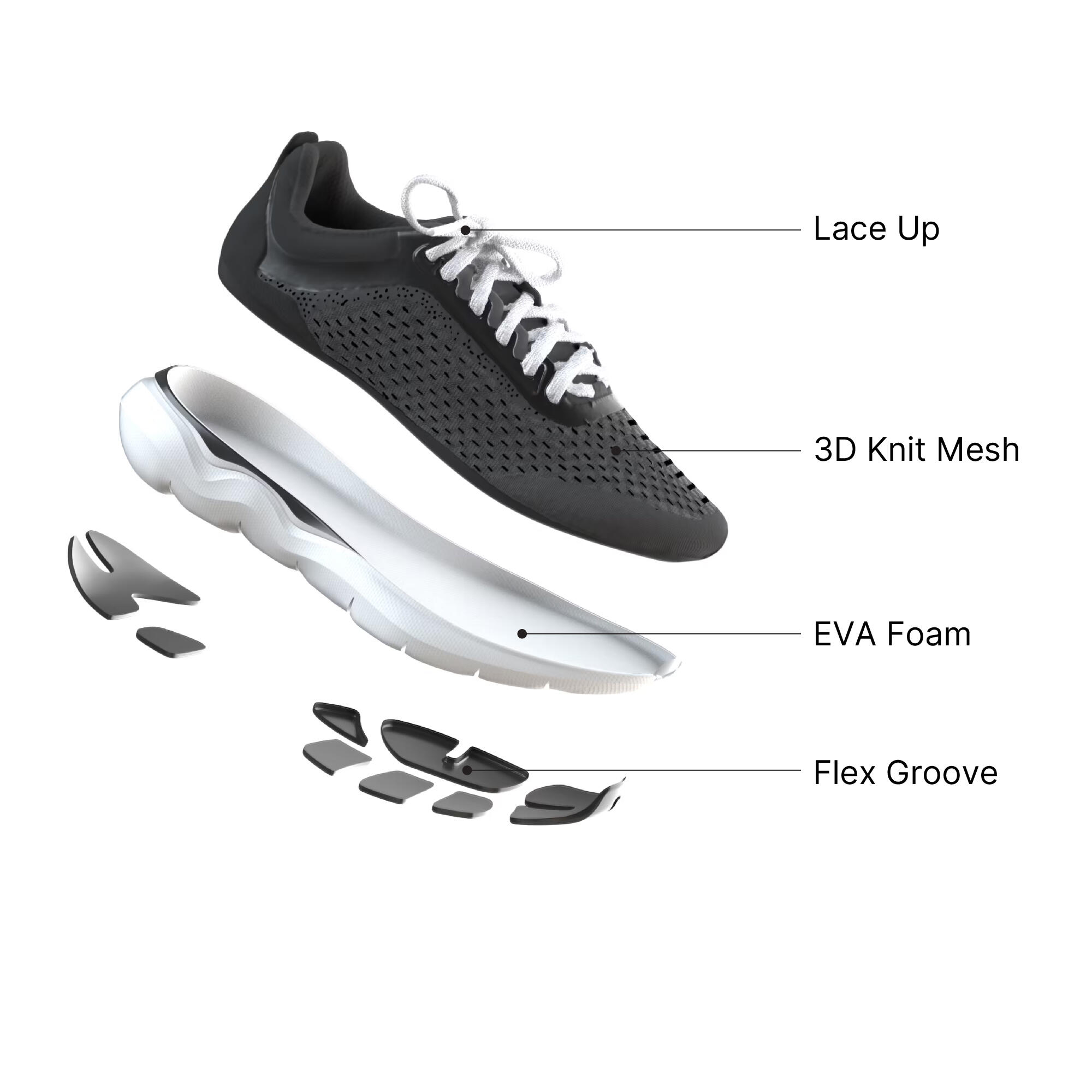 Men Running Shoe, Cushioned Foam Sole and Breathable JOGFLOW 500.1 - Black