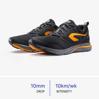 Men Running Shoes Comfort Fit, Upto 10km/week, Run Active - Black and Orange