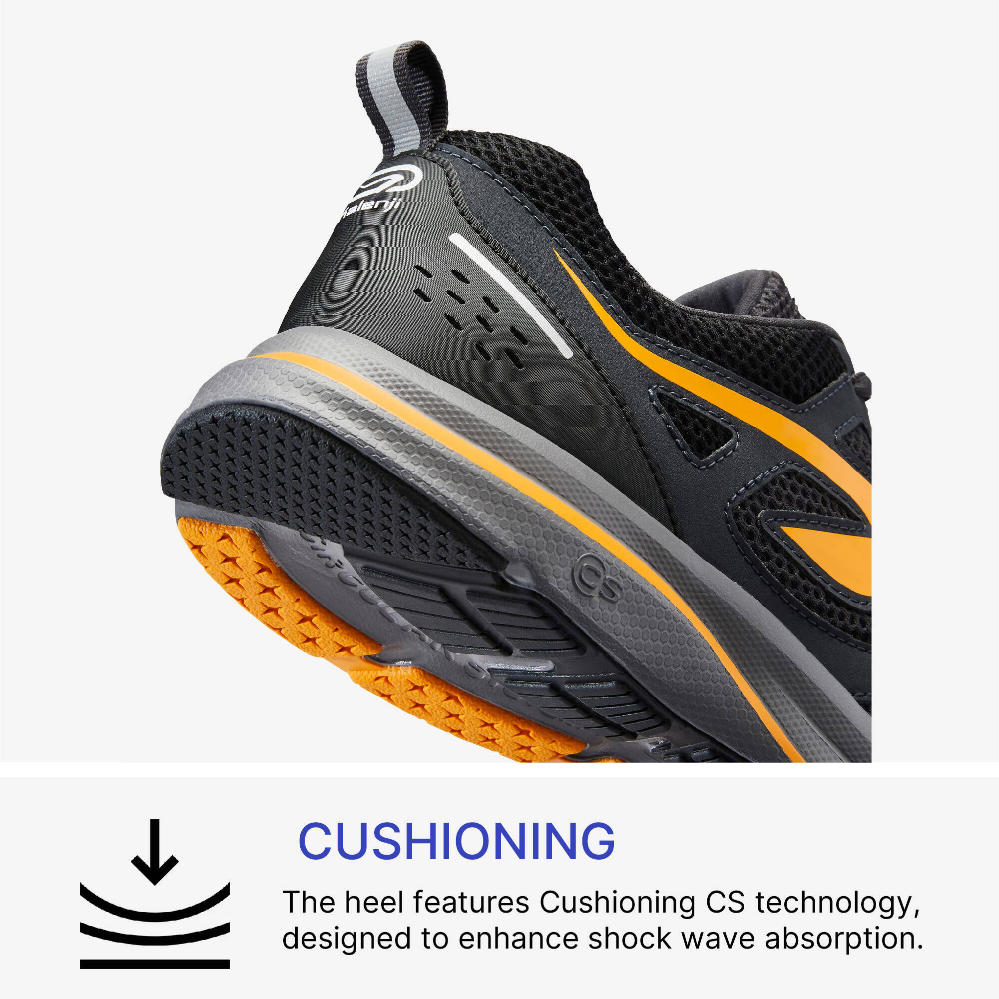 Men Running Shoes Comfort Fit, Upto 10km/week, Run Active - Black and Orange -  3