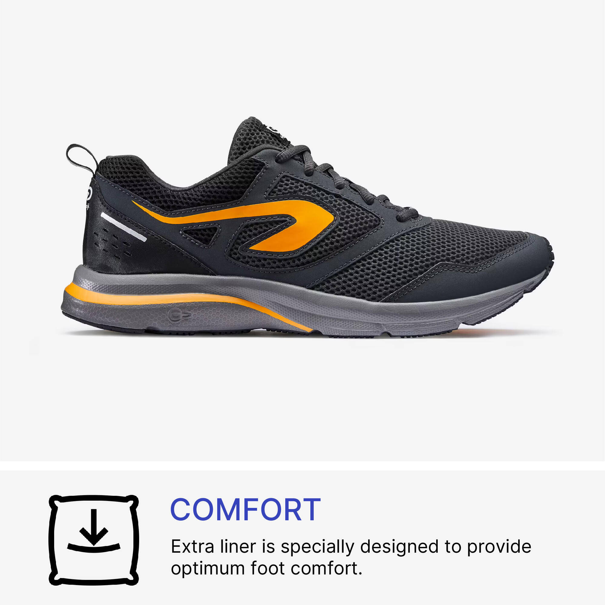 Men Running Shoes Comfort Fit, Upto 10km/week, Run Active - Black and Orange -  4