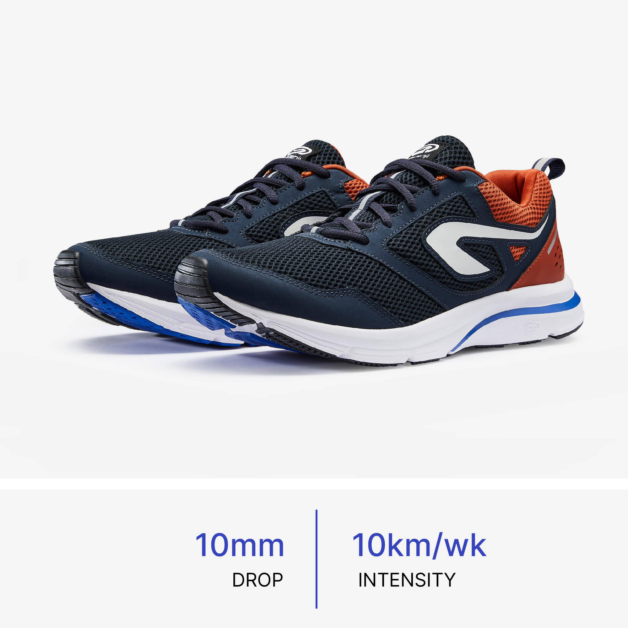 Men Running Shoes Comfort Fit, Upto 10km/week, Run Active - Blue and Brown