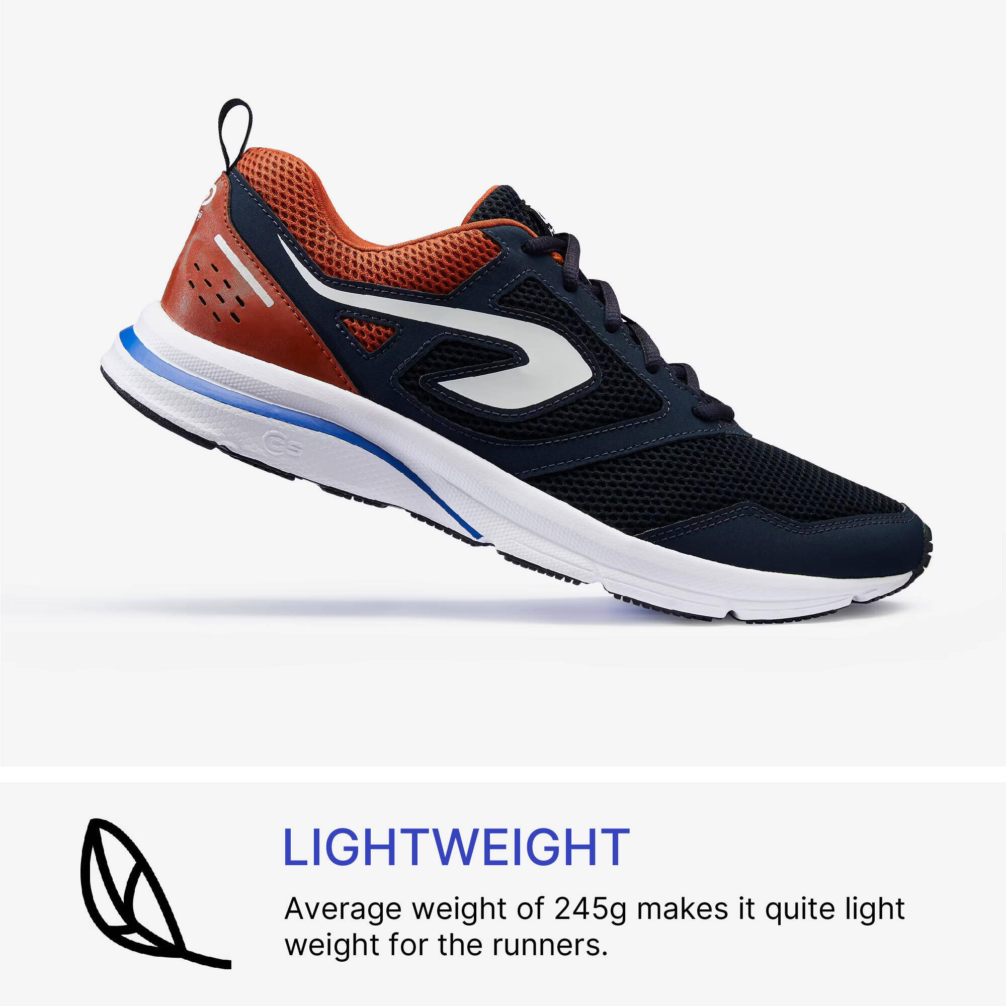Men Running Shoes Comfort Fit, Upto 10km/week, Run Active - Blue and Brown -  3