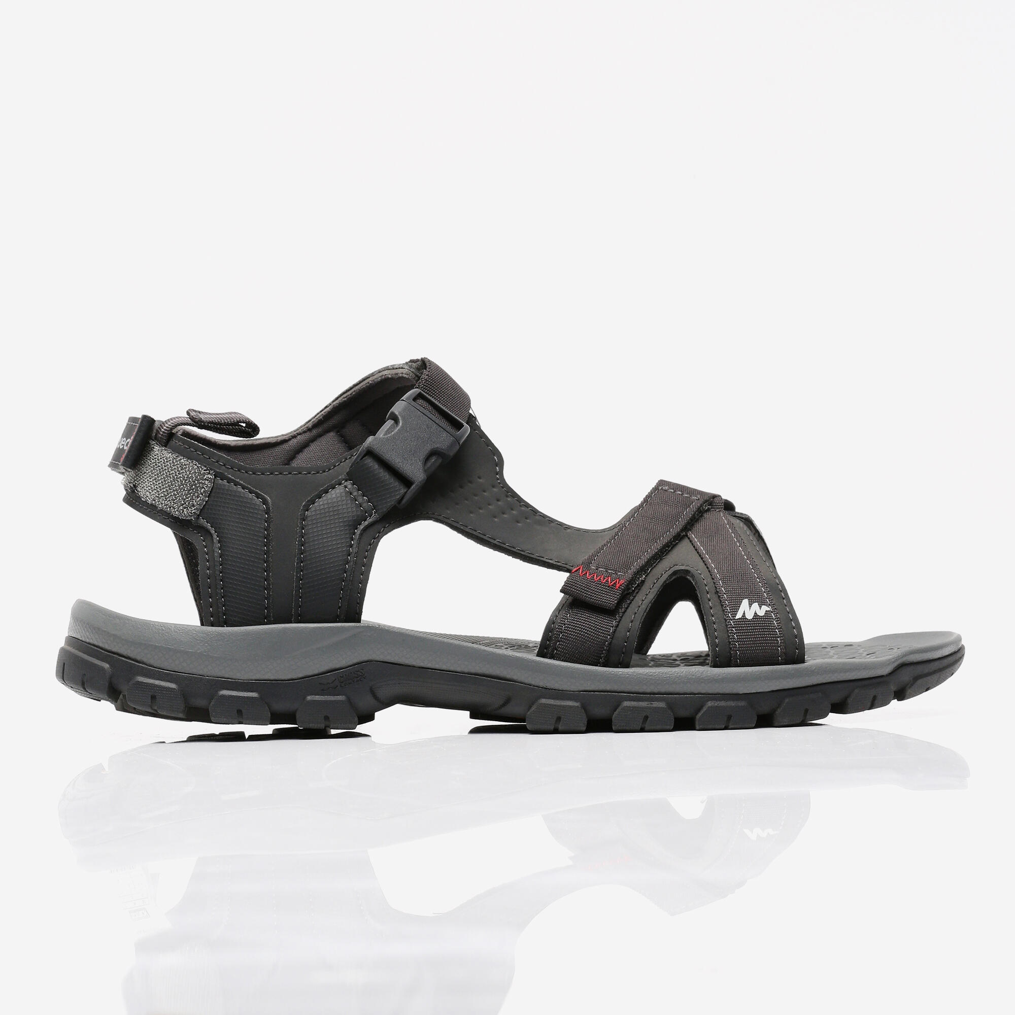 Men Water Resistant Sports Sandals with Velcro & Buckled Strap Grey - NH500