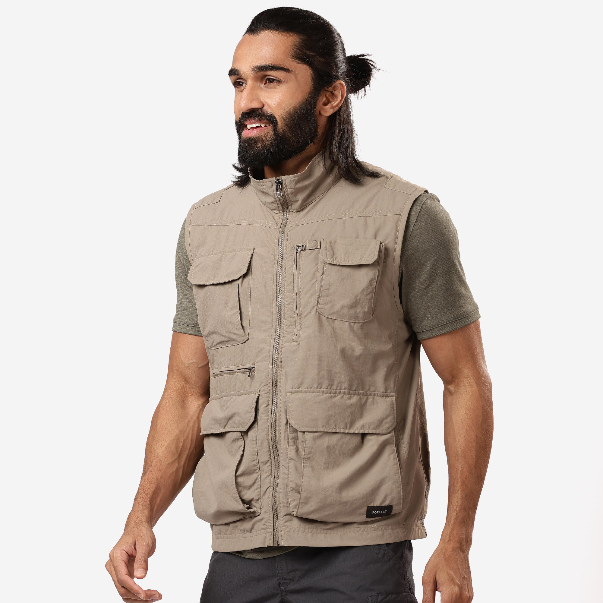 forclaz Men Multi-Pocket Vest Jacket Brown - Travel 100-picture-26