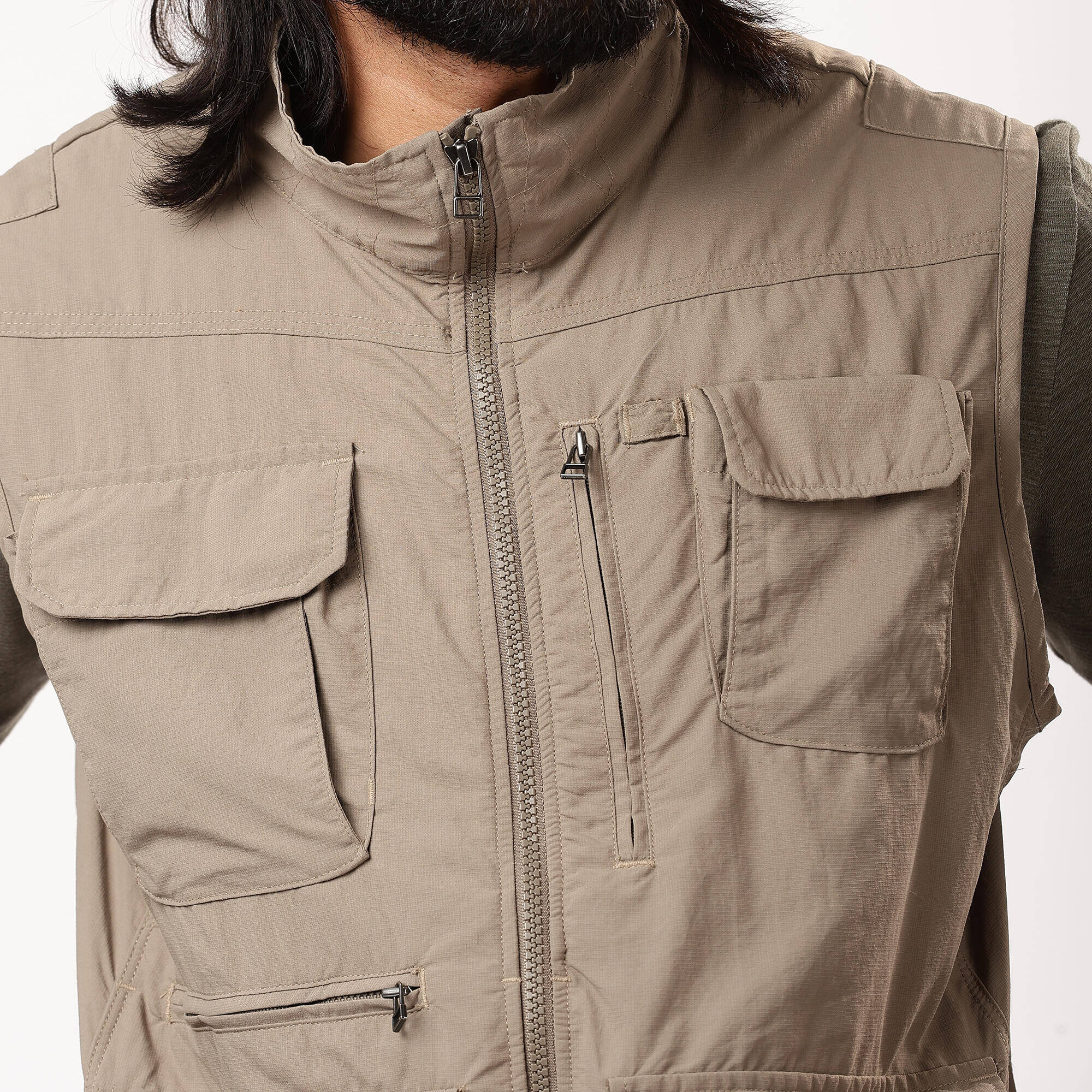 Men Multi-Pocket Vest Jacket Brown - Travel 100 -  4